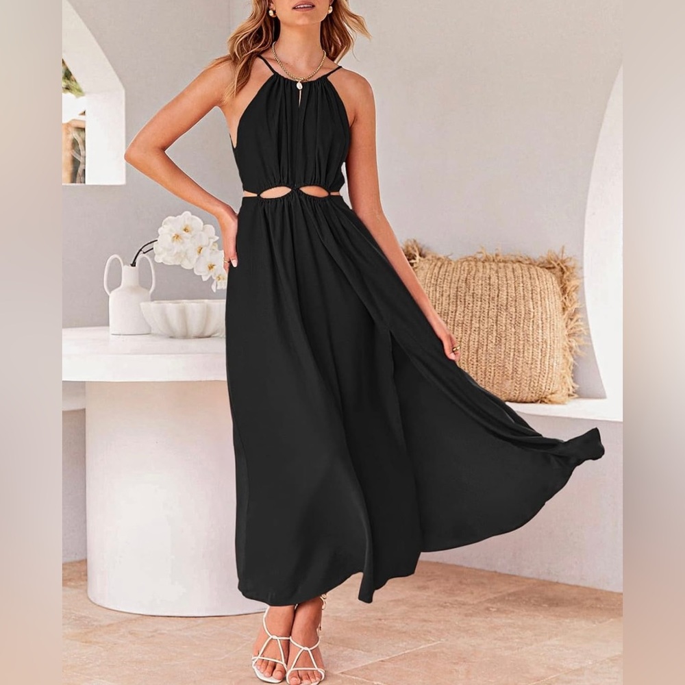 NWT Halter Cutout Strappy Maxi Dress Size Small - Picture 2 of 8